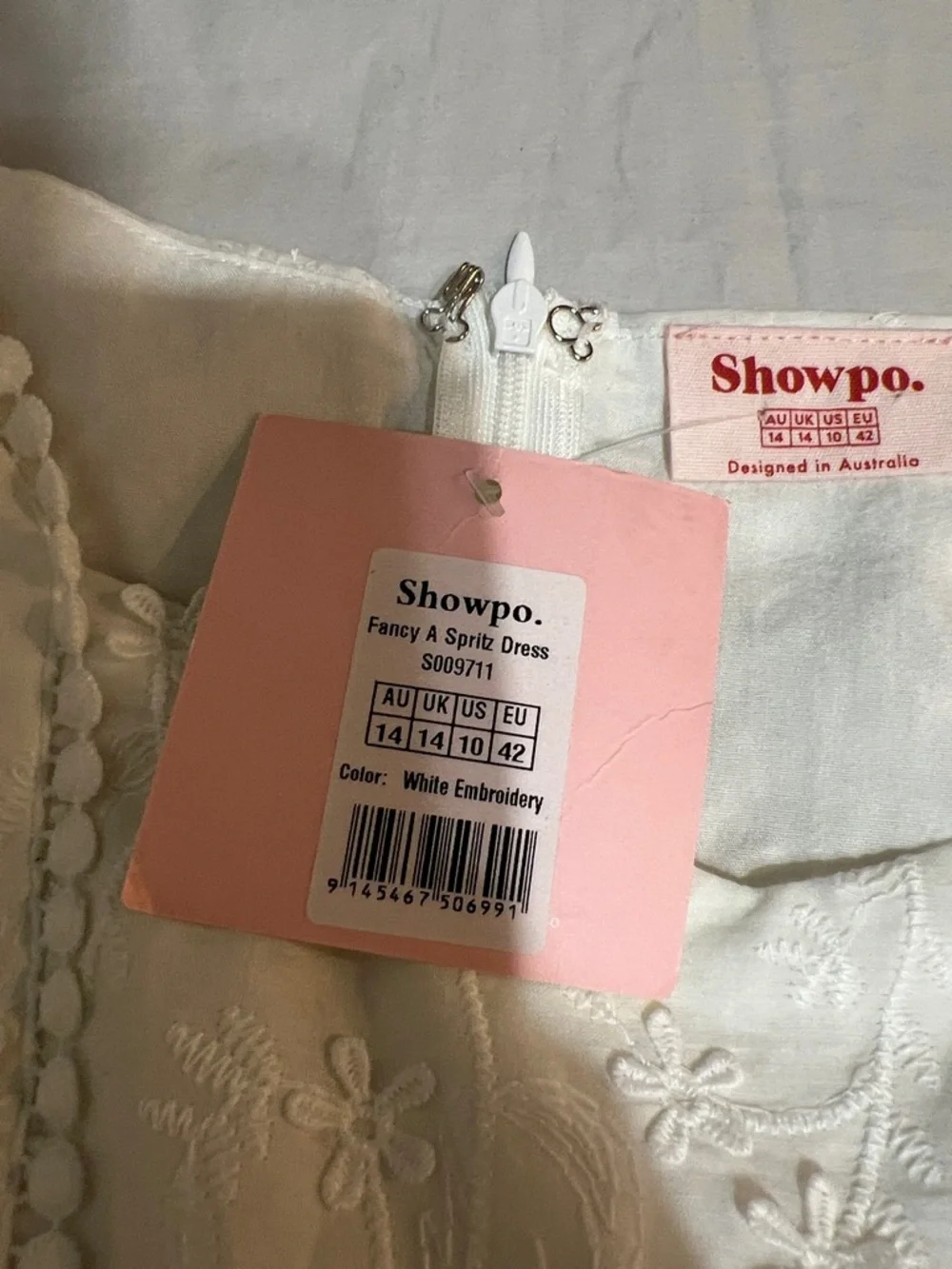 Showpo "Fancy A Spritz" White Eyelet Floral Mini Dress Romantic Festival - Picture 4 of 12
